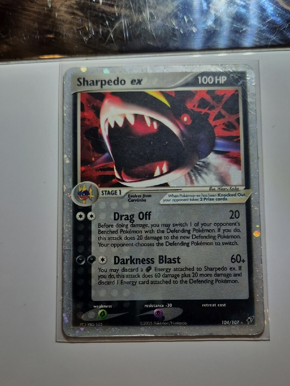 Pokemon Sharpedo ex Holographic Black Red Card